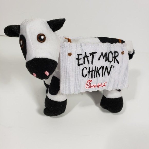 Chick-fil-A Cow Advertising Plush Toy Eat More Chikin Sign 6 inch - Picture 1 of 6
